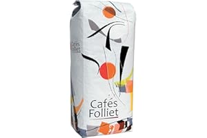 CAFÉS FOLLIET - Café En Grains - Alunya - Torréfaction traditionnelle - Intensité 8/10-100% Arabica - Café vert - Amérique Centrale, Afrique & Asie - 1kg
