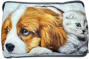 VITBEL Borsa Acqua Calda Elettrica 500W con Morbida Fodera in Peluche, Temperatura Massima 75°C, Ideale come Scaldamani e Scaldapiedi, per Alleviare Dolori Muscolari, Dorsali e Mestruali (Grigio-Canegatto)