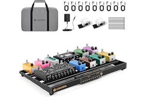 CAHAYA Guitar Pedal Board Portable - Pedal Board Built-in Power Supply Lightweight Aluminum Alloy Guitar Effect Pedalboard with DC Cables USB Output Carry Bag and Power Adapter 49 * 31.2cm 2.1kg