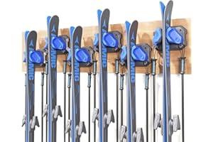 SKIFAVS Ski & Snowboard Wall Rack for Garage Wall Fits Any Ski/board, Ski Wall Mount Holders Damage-Free Storage Rack, Garage Organization Space-Saving Winter Gear Organizer, Blue, 6 Pack