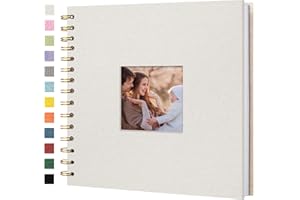 Hiwhy Album Fotografico con Copertina in Lino, Libro dei Ricordi con Pagine Bianche Kraft con Copertina Rigida 20,5 x 20,5 cm, per Viaggi, Libro Degli Ospiti, Matrimonio, Natale (20 fogli/40 pagine)