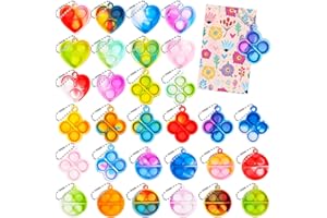 Nado Joy Party Bag Fillers for Kids - 60 PCS Pop Fidget Toys for Kids, Prizes Party Bag Toys, Class Gifts Birthday Return Gifts, Party Favours Poppers Girls Boys (30 keyrings + 30 cards)