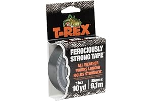 T-REX T Rex Ferociously Strong Waterproof Duct Tape Silver Grey | Heavy Duty Strong Adhesive Gaffer, Gaffa, Cloth for Indoor/Outdoor Repair 25mm x 9.1m