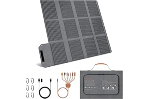 MHPOWOS Panneau solaire portable 120 W, chargeur solaire pliable 19 V avec sorties USB C, USB A et DC, IP65 étanche à l'eau et à la poussière, pour station d'alimentation portable, iPhone, iPad, camping