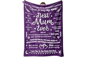 Niyewsor Mum Gifts for Christmas, Blanket Gifts for Mum from Daughter Son, Mum Birthday Gifts, Presents for Mum Mummy on Valentine's Mothers Day Christmas, Best Mum Ever Blanket 50 * 60 IN
