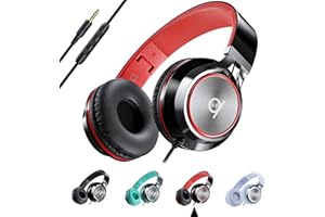 Artix CL750 Wired Headphones with Mic & Volume Control — 90% Noise Cancelling Headphones Wired, Over Ear Head phone Cable — Foldable Plug In Headphones for Laptop, PC, iPad & Computer (Aux Jack 3.5mm)