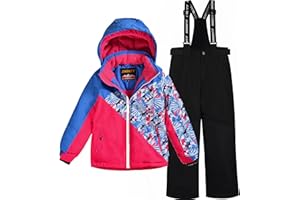SMONTY Skianzug Kinder Schneeanzug Mädchen Wasserdicht Winddicht und Warm 2-tlg mit Kapuze 6-16 Jahre Outdoor Sport, Bergsteigen, Skifahren