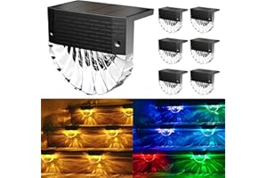 FIFlying Luci Solari da Giardino, 6 Pezzi Luce Solare Led Esterno, IP65 Impermeabile Lampade Solari da Esterno, 3 Modalità, Auto ON/OFF per Gradini Cortili Prato Vialetto, Bianco Caldo/RGB