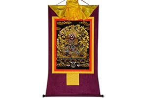 Gandhanra Thangka Tibetano,Mahakala a sei braccia, divinità protettrice,Arazzo Tibetano Buddha Decorazione Per La Casa,Arazzo Zen Buddista,Arazzo Meditazione,Altare Buddista