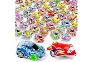Bambebe 50 Stück Auto Zurückziehen für Kinder, Party Mitgebsel Mini Auto Spielzeug, Aufbewahrungstasche Babyfahrzeug Spielauto Set für Jungen und Mädchen Rennen Ostereier