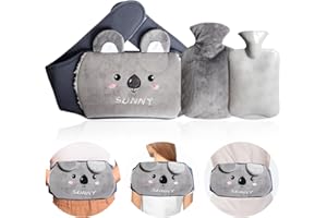 CESHMD Botella De agua Caliente Con Funda, Cinturón Para Botella de Agua Caliente Con Funda de Felpa Suave, Botella de Agua Caliente Para Cuello, Hombros, Espalda, Calentador de Cintura (Kaola)