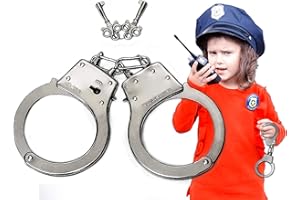 Trendario Polizei Handschellen Kinder aus Metall - Ausrüstung für das Polizei Kostüm Kinder inkl. Schlüssel - Polizeikostüm Jungen Karneval - Handcuffs