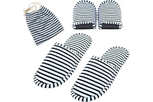 EQLEF Zapatillas viaje, no desechables zapatillas hotel antideslizantes Spa Hotel zapatillas portátiles para huéspedes familiares hombres y mujeres (Adultos,Rayas)