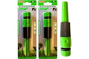 ESTHELAR SELECT Kit de 2 Boquillas de Riego para Mangueras de 1/2" – Chorro Regulable Alta Presión con Función Stop - Plástico Resistente – Ideal para Regar Plantas, Césped, Balcón, Terraza