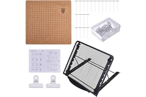 FREEBLOSS 8x8'' Macrame Board Set with Pins Clips and Adjustable Metal Stand, Wood Project Board for Braiding Macrame Supplies for Adults Beginners