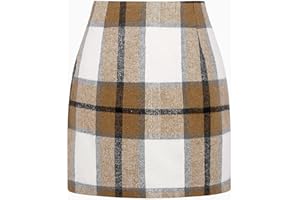 YINGWIN Bleistiftrock Minirock Kariert Rave Rock mit Hose Drunter Wollrock für Herbst und Winter hohe Taille Figurbetonter Festival Outfit Damen