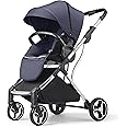 Gokke Reversible Baby Stoller with Canopy - Compact Fold, Stroller for Travelling, Reclining, 5 Point Safety Harness, StorBasket, Shoulder Strap - 0-36 Months, Holds upto22kg, Navy Blue (B08NB)