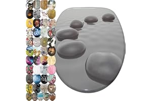 Sanilo WC Sitz mit Absenkautomatik, viele neue Toilettendeckel zur Auswahl, hochwertige Oberfläche, einfache Montage, stabile Scharniere (Black Stones)