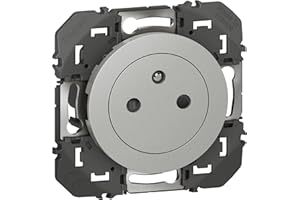 LEGRAND - Prise Electrique Murale 16A avec Terre dooxie Surface - Prise 2P + T Affleurante avec Fond Rétractable - Fabriqué En France - Alu