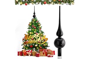 Hukermoon Weihnachtsbaumspitze Glas Matt, 26 cm Christbaumspitze, Weihnachtsbaum Stern Spitze, Christbaumschmuck Spitze, Christmas Tree Topper, Weihnachtsdeko Baumspitze, Tannenbaumspitze (Schwarz)