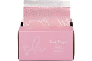 Simply Hair Pop-Up Hair Foil - 500 Pre-Cut & Folded Sheets for Hair Dye, Highlights & Balayage - Embossed, No-Slip Grip - Pop-Up Dispenser - 12.7x27.9cm - Pink Floral