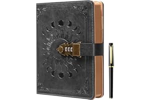 ‎ZXHQ ZXHQ Tagebuch mit Schloss für Frauen/Männer, geheimes Tagebuch für Mädchen, A5 Notizbuch mit Stift Set, Nachfüllbares Leder Journal Schreiben Notizbuch mit Stift, Größe A5(8.5 × 5.9 Zoll) Dunkelgrau