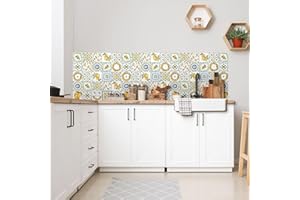 CREARREDA Rivestimento Parete Cucina Paraschizzi Cucina Adesivo per Fornelli 60 x 58 cm Effetto Lucido - Spesso 1mm e Rigido - Ignifugo e Resistente al Calore, all'Acqua