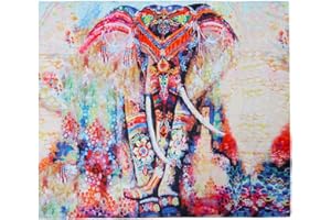 VO DESIGN Tapisserie Mandala éléphant motif floral Tenture murale, drap de lit, serviette de plage, tapis de yoga, bloc de soleil, 150 x 130 cm