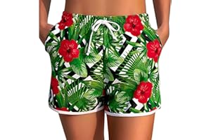 Marvmys Shorts de Natación Mujer Verano Pantalones Cortos de Nadar Secado Rápido con Cordón Ajustables, Shorts de Baño Deportes Acuáticos para Playa, Surf, Tiempo Libre
