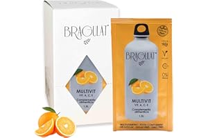 BRAGULAT/Saborizantes de agua Sin Azucar, con fruta deshidratada, Vitamina C y B12, colorantes y sabores naturales | 15 Sobres Multivitaminicos.