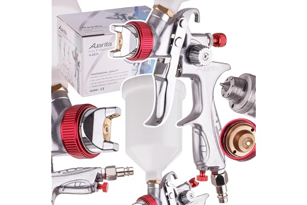Auarita HVLP H-887P Pistolet pulvérisateur à Technologie Buse de 2,5 mm Durable Capacité de 600 ML pour la Peinture Trois Modes de réglage Très Efficace Bon pour Les matériaux Lourds