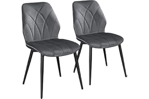 Yaheetech Velvet Dining Chairs Set of 2 Modern Dining Room Chairs with Petal Accented Backrest and Sturdy Metal Legs Padded Kitchen Chair for Dining Room, Kitchen and Bedroom, Dark Gray
