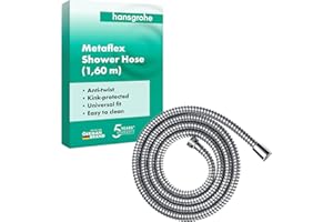 hansgrohe Metaflex - universal Duschschlauch 1,60 m, mit Verdrehschutz, flexibler Brauseschlauch mit Knickschutz, inkl. Dichtungsringe, Chrom