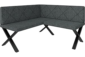 ‎FURNISTAR FURNISTAR Eckbank Akiko Metal X - Eckbankgruppe für Ihrem Esszimmer, Küche modern, Sitzecke, Essecke. Perfekt für Küche, Büro und Rezeption. Solide und Starke Verarbeitung. (130x130-Inari96)