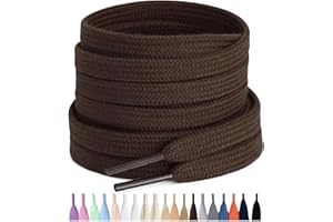 Stepace 2 Pares Cordones Planos de 100% algodón 8 mm de Ancho Cordones para Zapatillas y Zapatos Deportivas