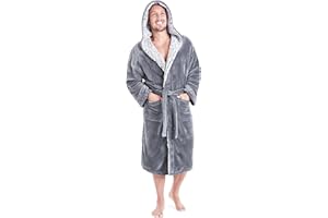 CityComfort Robe de Chambre et Peignoir Chaud en Polaire pour Homme et Ado, Doux à Capuche, Cadeau