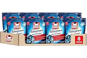Omino Bianco - Anticalcare Lavatrice Tabs, Protegge da Calcare, Sporco e Cattivi Odori, Azione Igienizzante, 8 Confezioni x 15 Tabs