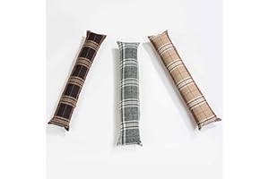 CNA STORES Luxury Woven Tartan Check Draught/Draft Excluders With Zipped Removable Covers (Black/Red)