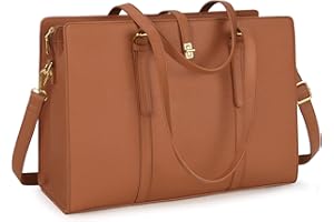 IGOLUMON Torebka damska, torba na zakupy, duża, wodoszczelna, na laptopa o przekątnej ekranu 15,6", skórzana, do biura, pracy, biznesu, szkoły