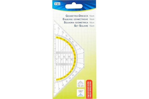 TSI Equerre géométrique 16 cm, transparent, N° d'art. 46302