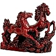 B.S HANDICRAFTS Running Horse Vaastu Statue for Home Office for Wealth Health (Red, Height 6 Inch)