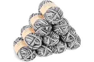 Coopay 10 Pelote de Laine à Tricoter Dégradé, 450g, Multicolore Laine Crochet Doux, 5 Brins Fil à Tricoter, Laine Crochet Tricot pour Layette, Écharpe, Chaussettes - Gris Blanc