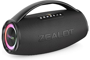 ZEALOT Cassa Bluetooth,80W Altoparlante Bluetooth con Bassi di Aumento,Impermeabile IPX6,Luce LED,Bluetooth 5.2,Cassa Bluetooth per Campeggio,Spiaggia,Regal