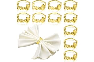 IDUDU 12Stück Serviettenringe, Bismillah Letter Metall Serviettenring Set, Tischdekoration Alphabet Serviettenring für Hochzeit Party Ramadan Bankett Geburtstag Jahrestag