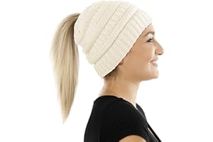 BALINCO Cappello da Donna e da Ragazza Lavorato a Maglia con Foro per la Coda di Cavallo - Cappello Invernale Lavorato a Maglia (5a)