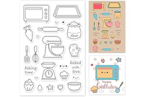 GLOBLELAND Timbro Silicone Cottura al Forno Timbri Trasparenti Sigillo Forno e Ciotola Timbri Journaling in Silicone Trasparente per la Creazione di Biglietti e Decorazioni per Scrapbooking