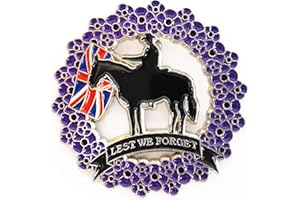 HORSEMEN Purple Poppy Badge Pins Animal Dog Horse Pet Lest We Forget Remembrance Day Brooch Union Jack Flag