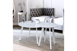 juserox Uteplats utomhus soffbord set med 2 – väderbeständigt utomhus runt bord moderna soffbord för vardagsrum, balkong, hemmakontor