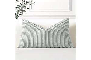 Artscope Sztruksowa poszewka na poduszkę 40 x 60 cm, jasnoszara, 1 szt., pionowe prążkowane paski, do salonu, sypialni, na zewnątrz, imprezy, wesela, biura