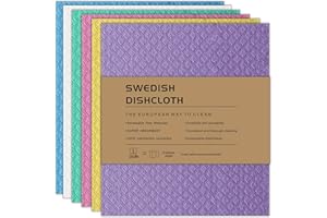 AlGuirnex Swedish Dishcloth Set of 6 - Reusable Dish Cloths 100% Biodegradable & Compostable Sponge Cloths, Food-Safe & Plastic-Free Kitchen Cloth Suitable for Any Surface (6 bright colours)